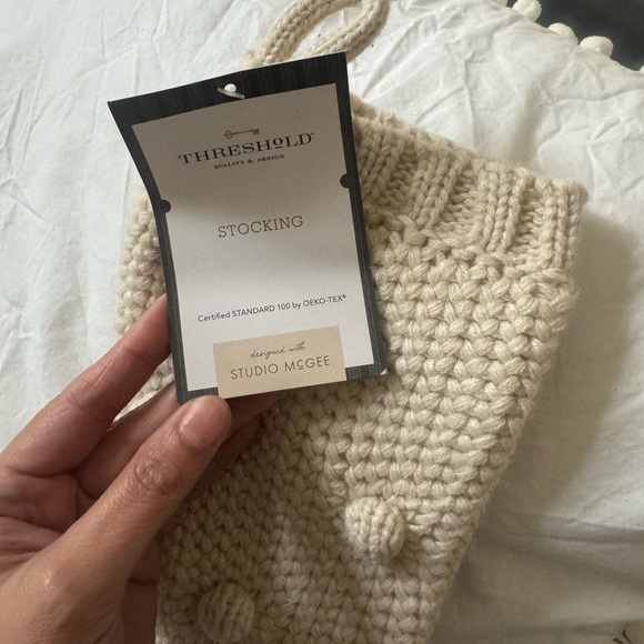 NWT Target Threshold designed w/Studio McGee Bobble Knit Holiday Stocking Cream - Picture 5 of 6